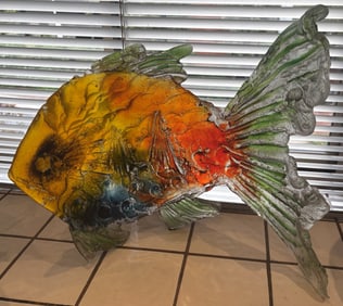 Amanda Brisbane Original Sand Casted Glass Fish Sculpture Original Approx 22 inches long