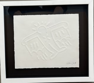 Keith Haring  Flying Devil embossed engraving 1989