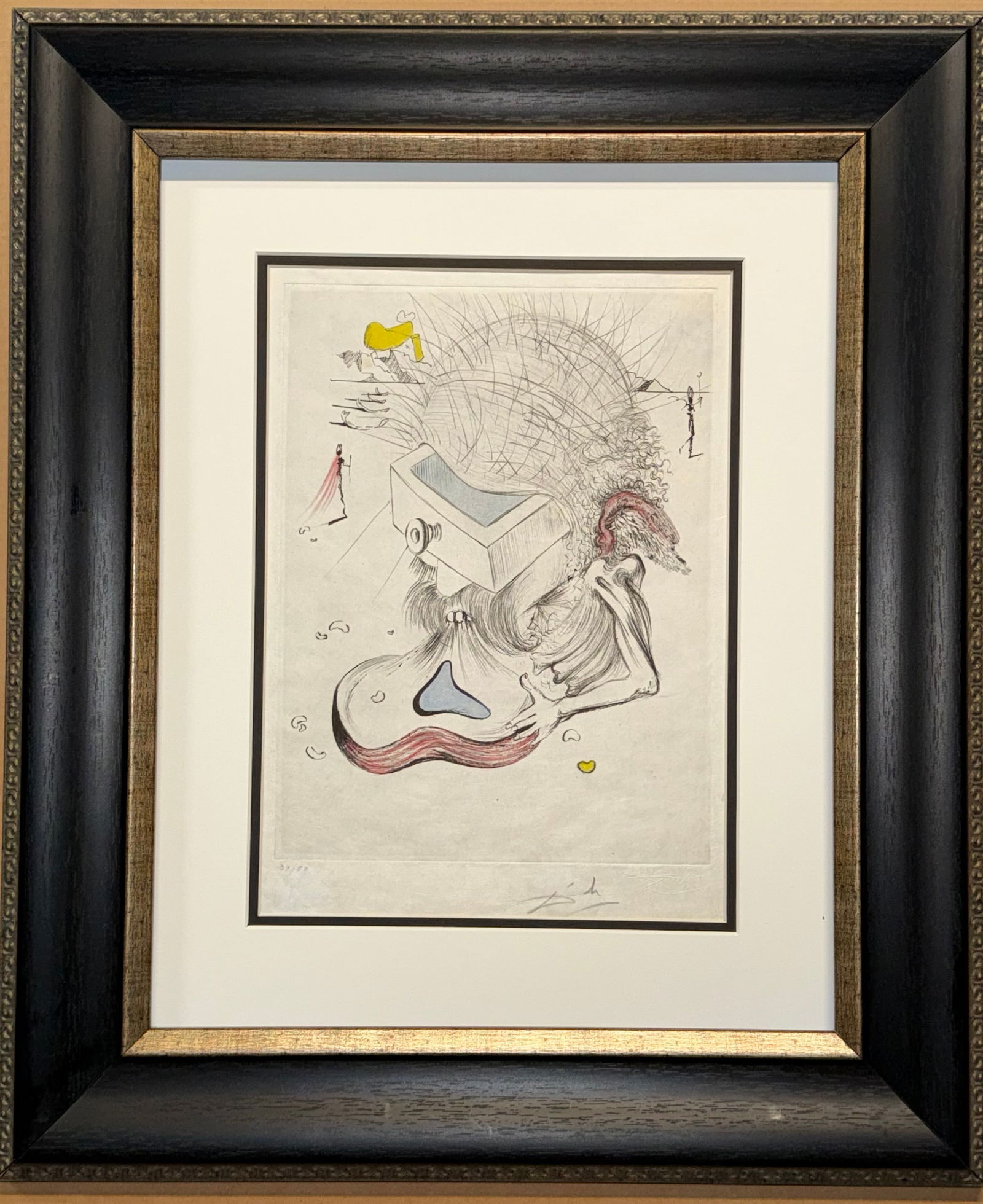Salvador Dali Etching Hand signed and numbered. Edition of 50. Poem's Secrets nude with guitare. (1 of 1)