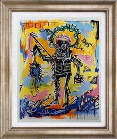 Oil on canvas in the manner of Jean Michel Basquiat