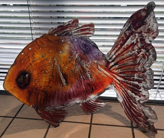 Amanda Brisbane Original Sand Casted Glass Fish Sculpture Approx 22 inches long