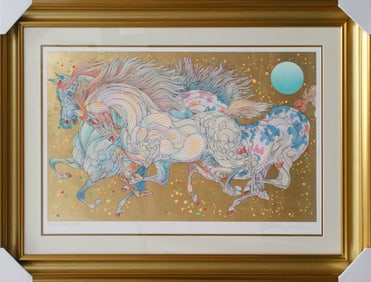 Guillaume Azoulay original etching colored with gold leaf embossed