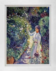 Garden Stroll Hand embellished on canvas David Lloyd Glover