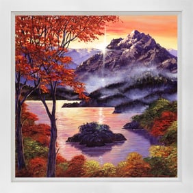 Sunset over the Mountain Peak Mixed Media Original on canvas by David Lloyd Glover