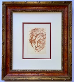 Salvador Dali. Portrait of Chagall. Posthumous Etching