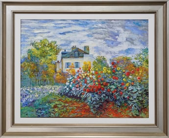 Oil on canvas Hommage to Claude Monet Garden at the French Country House by David Lloyd Glover