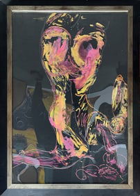 Hand signed mixed media serigraqph 29x41 inches framed