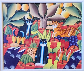 VINTAGE PAINTING SIGNED DIDIER CATS