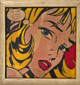 Oil on canvas attributed to Roy Lichtenstein Painting on canvas Title: Girl with a date in her hair