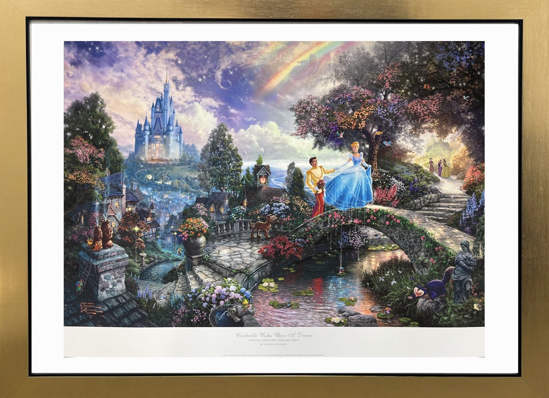 Thomas Kinkade (American 1958-2012) Cinderella by Thomas Kinkade Limited First Edition Original Lith: Thomas Kinkade (American 1958-2012) Cinderella by Thomas Kinkade (American 1958-2012) Limited First Edition Original LithographLimited First Edition Lithograph by Thomas Kinkade. Cinderella Wishes Upo