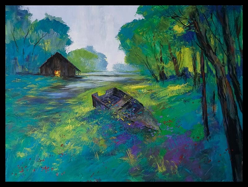 Michael Schofield Original Landscape on canvas: Michael Schofield Original on canvas. Approx. 44x34 inches. One-of-a-kind original. Hand signed by the artist. Includes certificate of authenticity. This work was purchased directly from the artist.