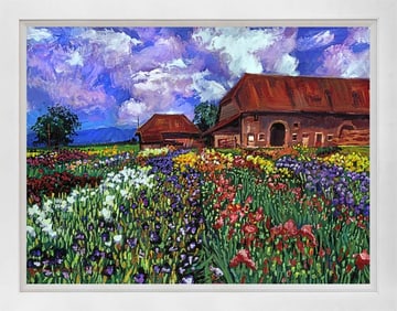 Fields of Iris mixed media original by David Lloyd Glover