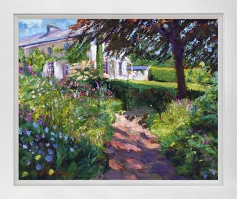 Garden at the Summer House Original mixed media on canvas by David Lloyd Glover