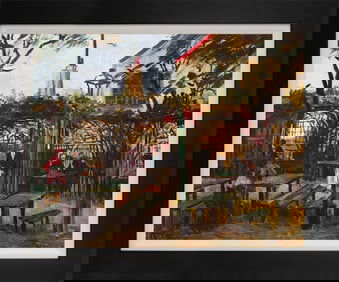 Vincent Van Gogh Terrace of the Cafe After Van Gogh. Hand Embellished Canvas.