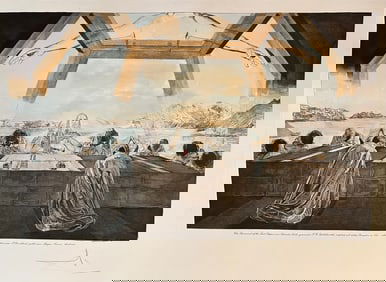 Salvador Dali The Last Supper  Hand signed etching with hand painted gouache & watercolor paint
