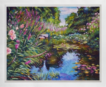 Reflections in a spring pond  Original mixed media on canvas David Lloyd Glover