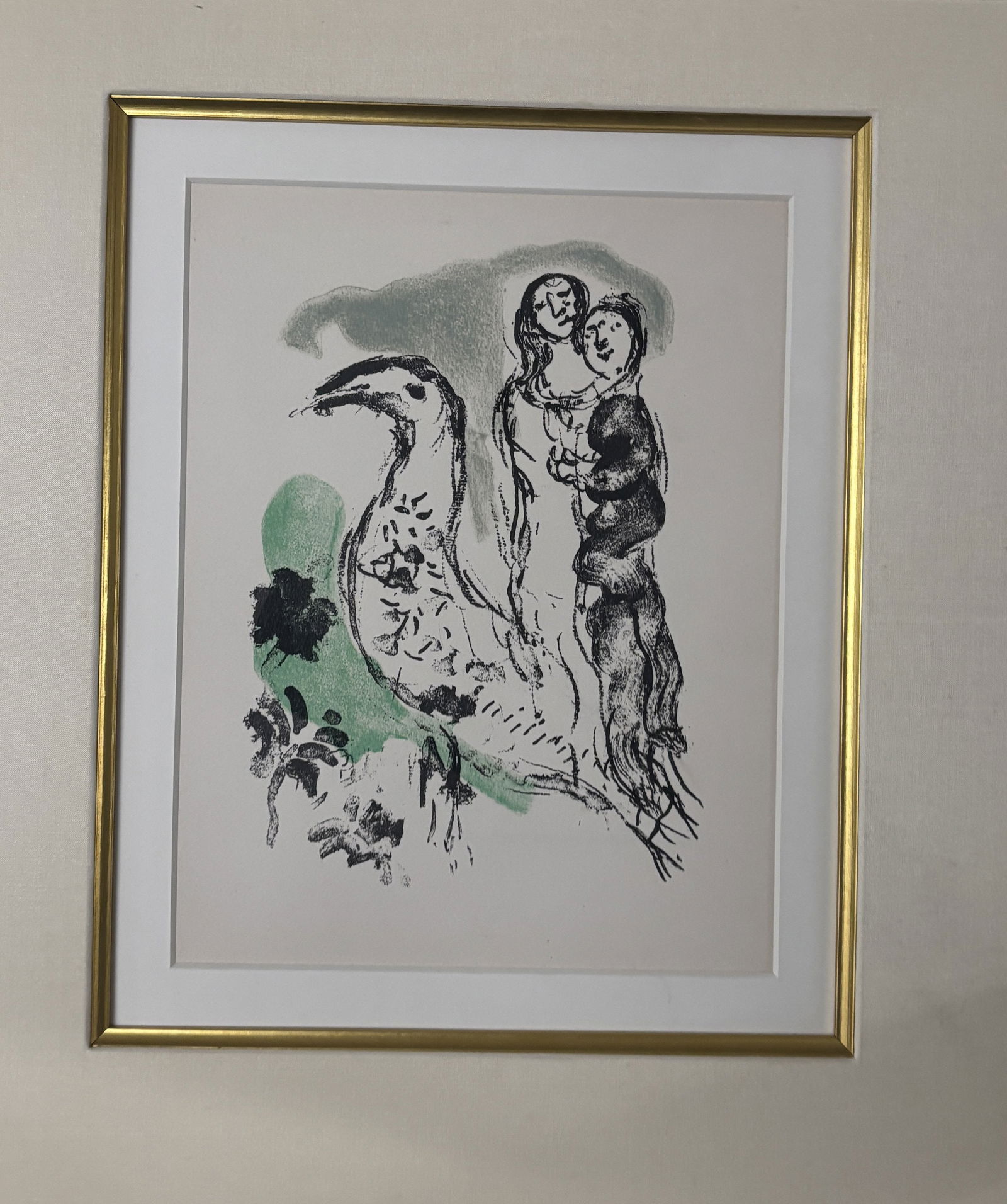 Marc Chagall Original Lithograph 1969: Marc Chagall Original Lithograph Frontispice Lament of the Trade Winds 1969 Approx 15x14 inches image size Custom framed Includes documentation.