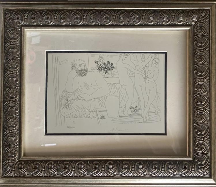 Pablo Picasso Lithograph from 1990 Suite Vollard. Authorized by the Picasso Family.: Pablo Picasso Lithograph from 1990-1992 Suite Vollard. Authorized by the Picasso Family. Each piece is numbered from an edition of 300, and includes the museum stamp on the back with the reference num