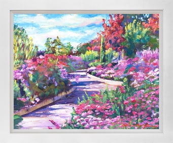 Winding Path of English Garden Original mixed media on canvas by David Lloyd Glover