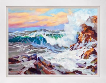 Windy Sea at Sonoma Coast Mixed Media Original on canvas David Lloyd Glover