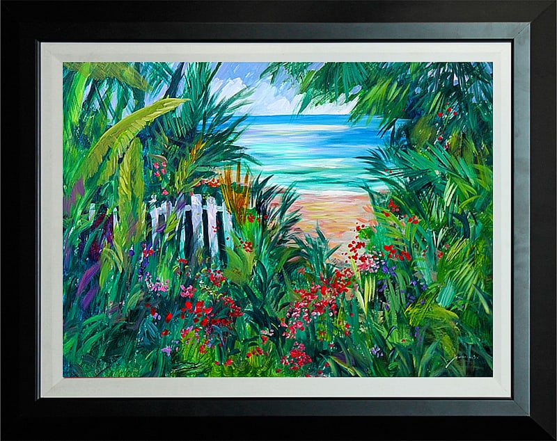 Michael Schofield Original Oil Paradise Found landscape: Michael Schofield Original Oil Paradise Found. One of a kind. Hand signed. Includes certificate of authenticity. 30 x 40 image. Custom framed. This work was purchased directly from the artist.