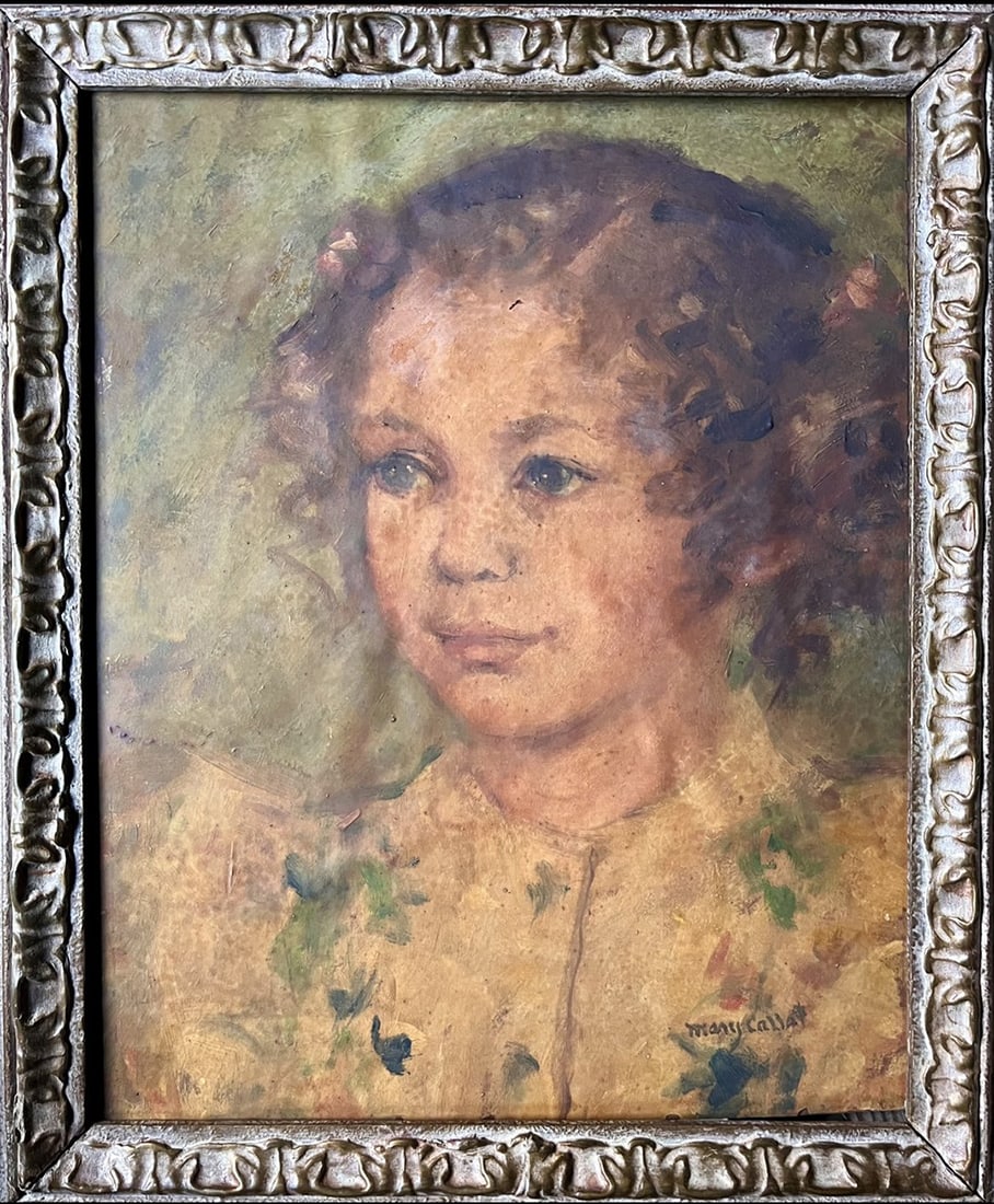 Mary Stevenson Cassatt (1844-1926) Oil on paper on board.: Artist: Mary Stevenson Cassatt (1844-1926)Technique: Oil on paper on boardTitle: Portrait Children Measurements: 30.3 x 24.5 cm Provenance: Private Collection