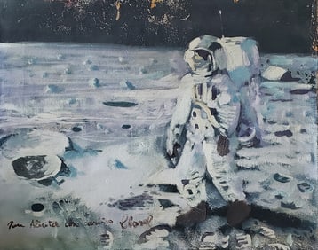 Clarel Neme (1926 - 2004). Year of creation: 1969 Moon Landing  Oil on canvas
