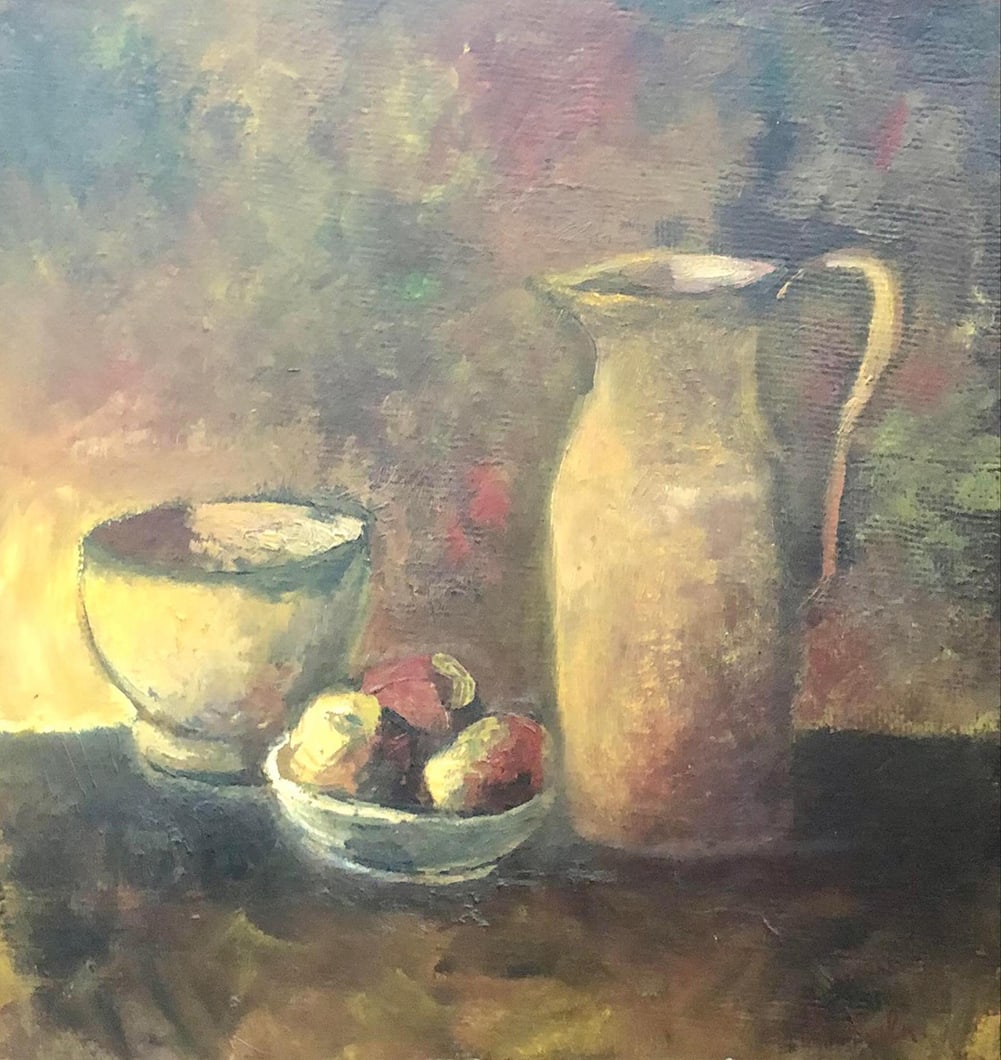 Robert Falk (1886-1958) oil on board: Robert Falk (1886-1958) Technique: Oil on board. Measurements: 44x42 cm Title: Still life Signed: lower right edgeProvenance: Private CollectionBiography:Robert Raphaelovich Falk 1886-1958 (attributed