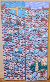 Simone  PENDANT PAINTINGS BAHIA BRAZIL SIGNED SIMONE & ILLEGIBLE SIGNATURE.