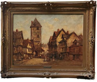 Pierre Le Boeuf OLD PAINTING BY PIERRE LE BOEUF VILLE DE DIEPPE