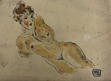 Egon Schiele Female nude Watercolor on paper Signed Egon Schiele 1918