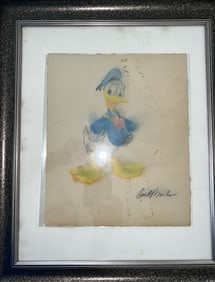 Donald Duck hand colored original drawing The Walt Disney Co.