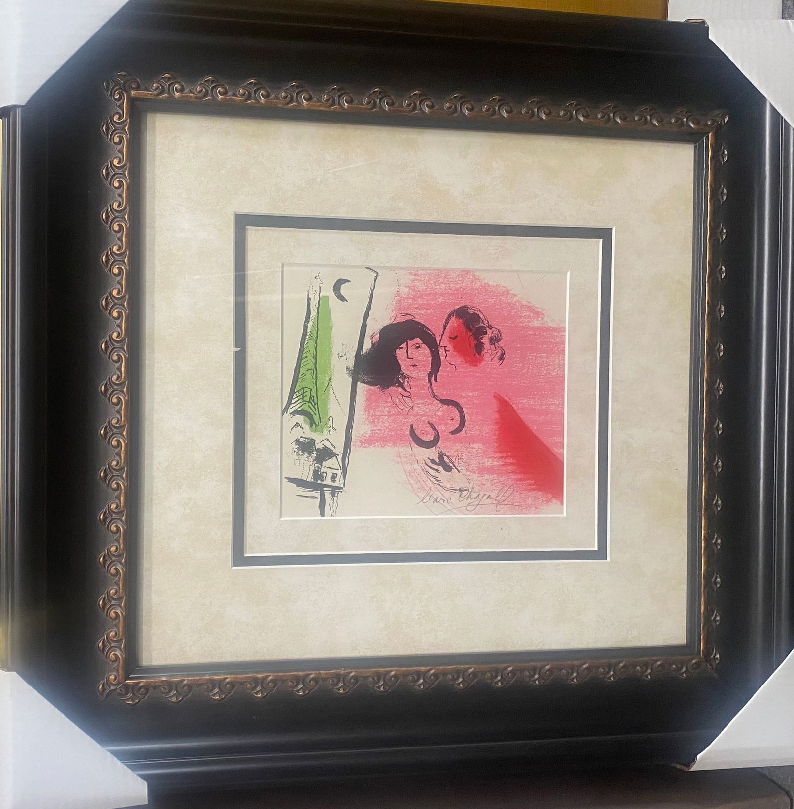 Marc Chagall Original Lithograph Hand signed HC Artist Proof 1957: Marc Chagall Original Lithograph Hand signed. HC Artist Proof 1957. Approx 24x20 inches. Custom framed and includes certificate of authenticity and reference.