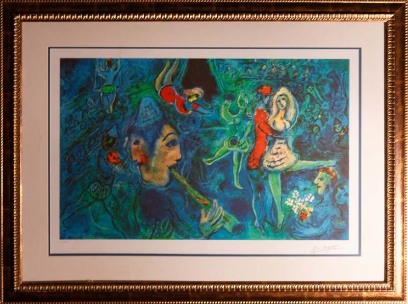 Marc Chagall Limited Edition on paper: Marc Chagall. Limited edition Lithograph. The signature is in the plate. Numbered edition. Professionally framed. Includes Certificate of Authenticity.