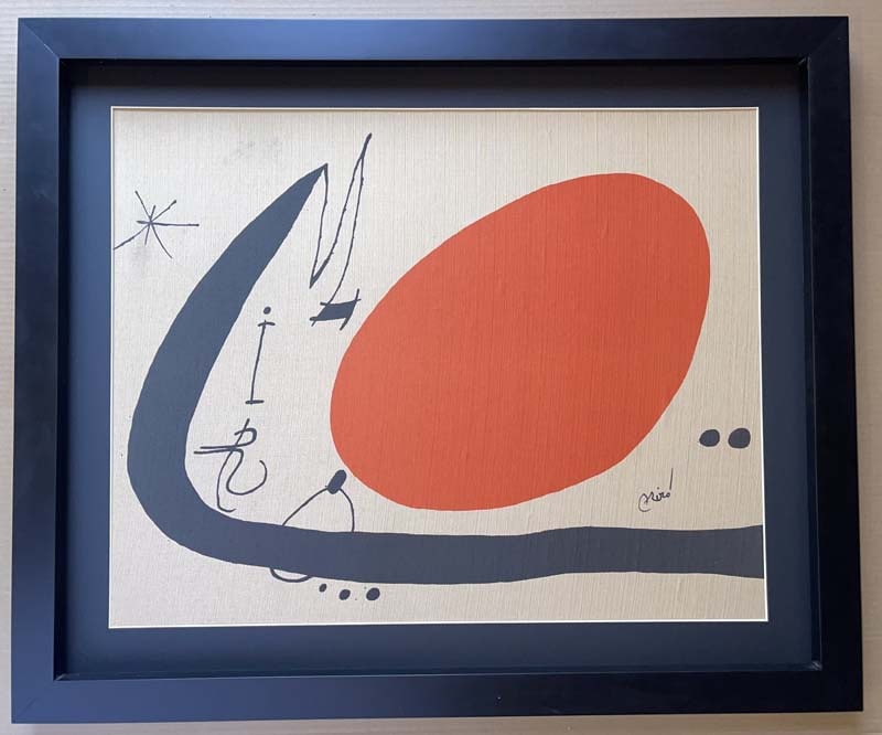 Joan Miro. Ma de Proverbis. Lithograph Limited: Joan Miro. Ma de Proverbis. Limited release plate signed. 24 x 20 image size Custom framed and includes certificate. Signed in the plate with limited release.