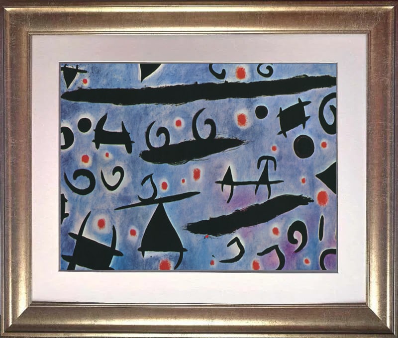 Joan Miro color plate lithograph from 1970: Joan Miro color plate lithograph from 1970 Custom framed Approx 24x20 inches Includes certificate