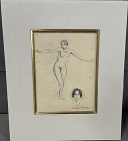 Paul Emile Pissarro crayon pastel niue et portrait Original