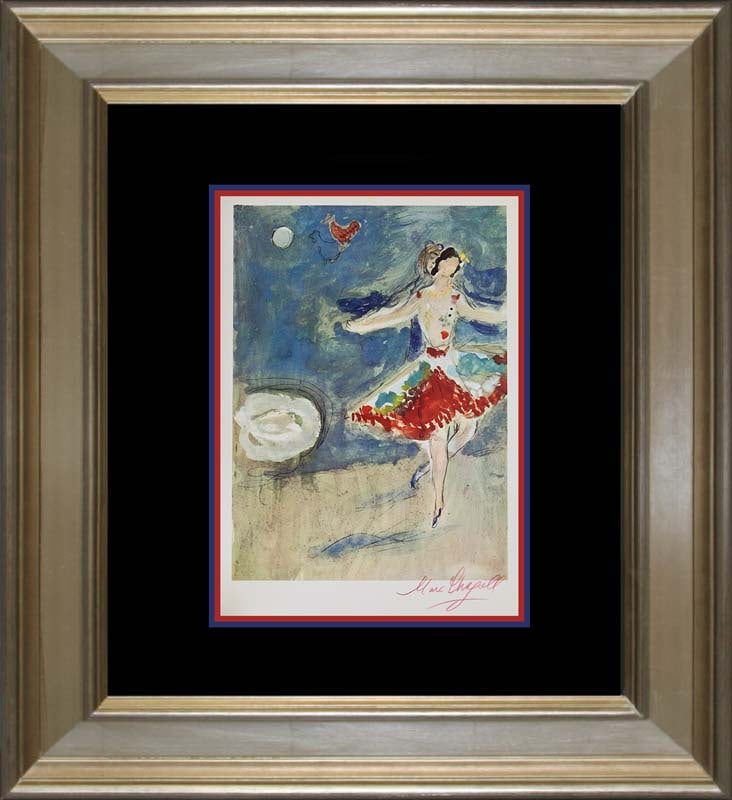 Marc Chagall Hand Signed Lithograph 1969 Ballet: Marc Chagall lithograph hand signed by the artist. 1969 Ballet pieces. Approx 20x24 inches. Professionally framed. Includes certificate of authenticity.