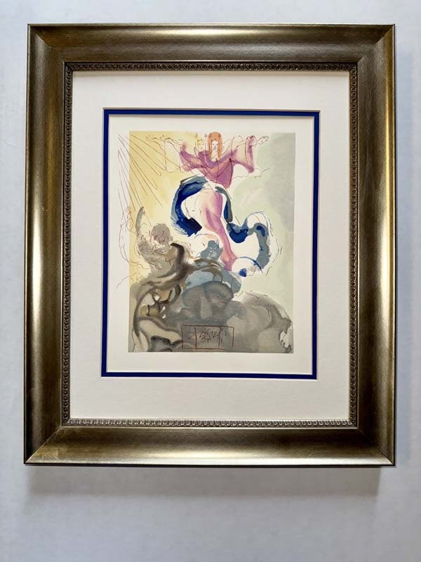 Salvador Dali Divine Comedy Block signed Original Wood Block.: Salvador Dali Divine Comedy Block signed Original Wood Block. Approx 20x24/ Custom framed and includes certificate of authenticity.