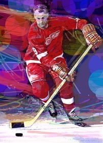 Gordie Howe Original mixed media on canvas by David Lloyd Glover