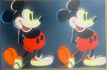Andy Warhol Double Mickey Mouse Screen print with diamond dust Serigraph.