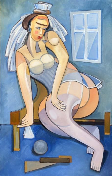 Lolita - oil on Canvas by Jacek Hagel. Approx 32 x 50: Original Oil Lolita - oil on Canvas by Jacek Hagel Approx 32 x 50. This work is purchased directly from the artist. step