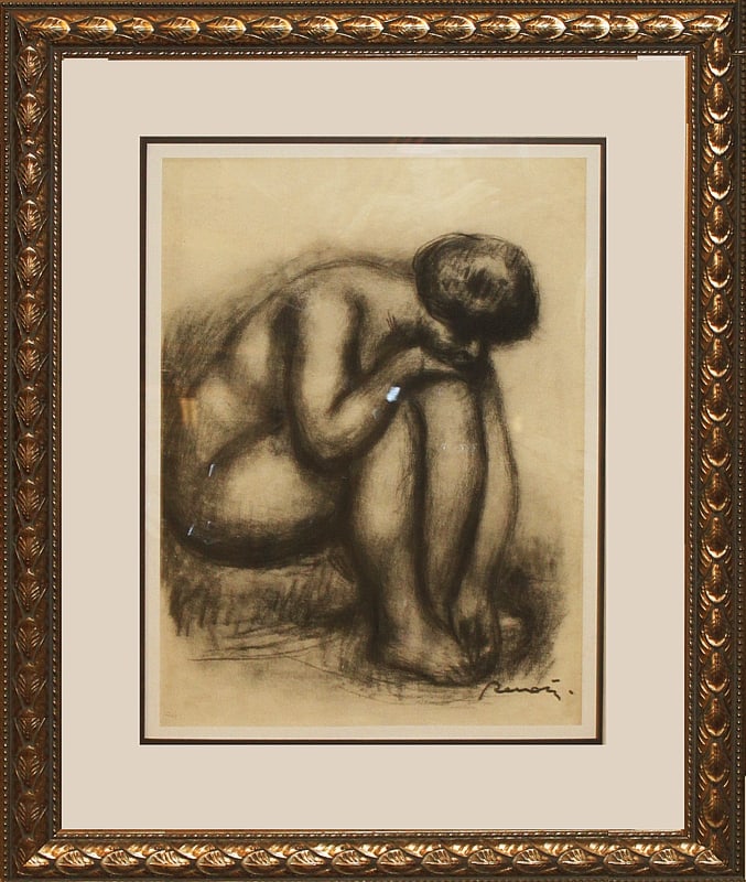 Etching After Pierre Renoir-Etching-Nude Study: Pierre Renoir Etching. Pierre Renoir-Lithograph-Nude Study. Approx 24 x 30. Limited Edition lithograph on paper. The signature is in the plate. Includes certificate of authenticity. Custom framed.