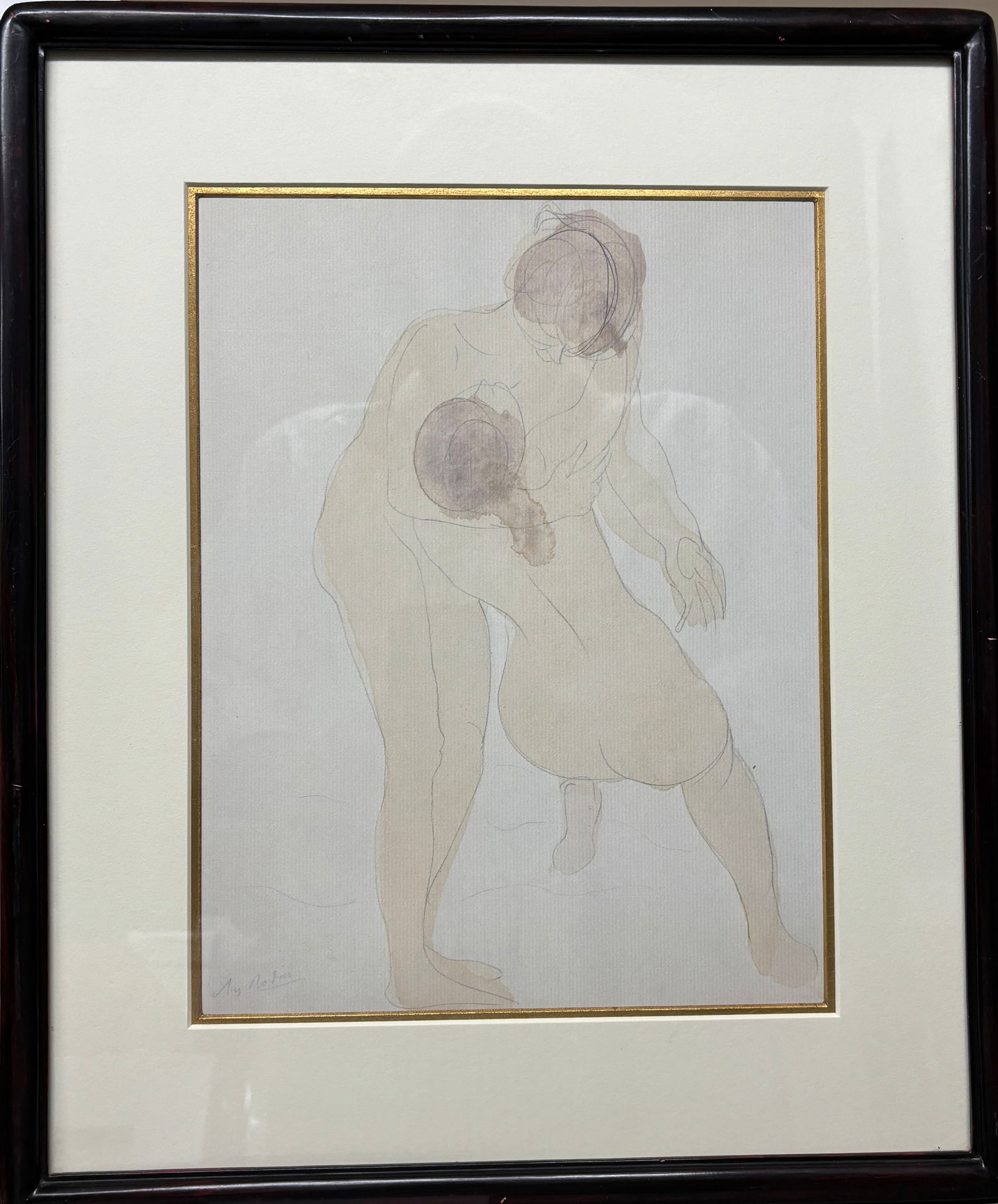 August Rodin VintageLithograph with original frame Great condition: August Rodin Vintage Lithograph with original frame Great condition 12 x 9 step