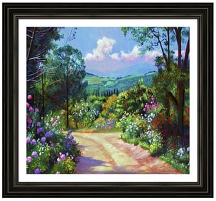 Country Spring Garden Road Original mixed media on canvas by David Lloyd Glover