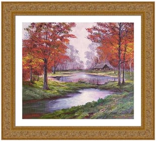 County Cabin Original mixed media on canvas by David Lloyd Glover