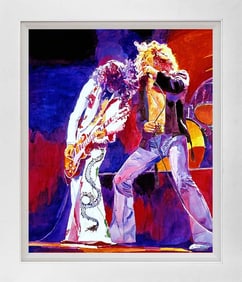 Jimmy Page and Robert Plant of Led Zeppelin. Mixed Media Original on canvas by David Lloyd Glover