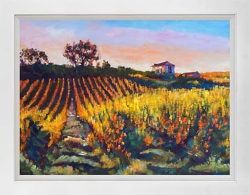 Napa Valley Vineyard Romance Mixed Meda Original on canvas by David Lloyd Glover