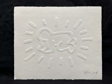Keith Haring Radiant Baby engraving on paper Hand signed by Keith Haring in pencil and dated 1989