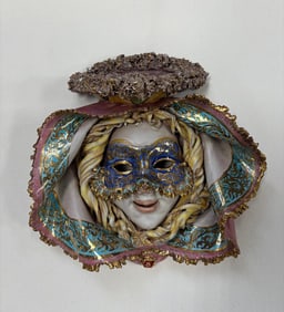 G. Danti 1950s Handmade and Hand painted. Cermic mask.